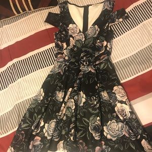 black floral high low dress